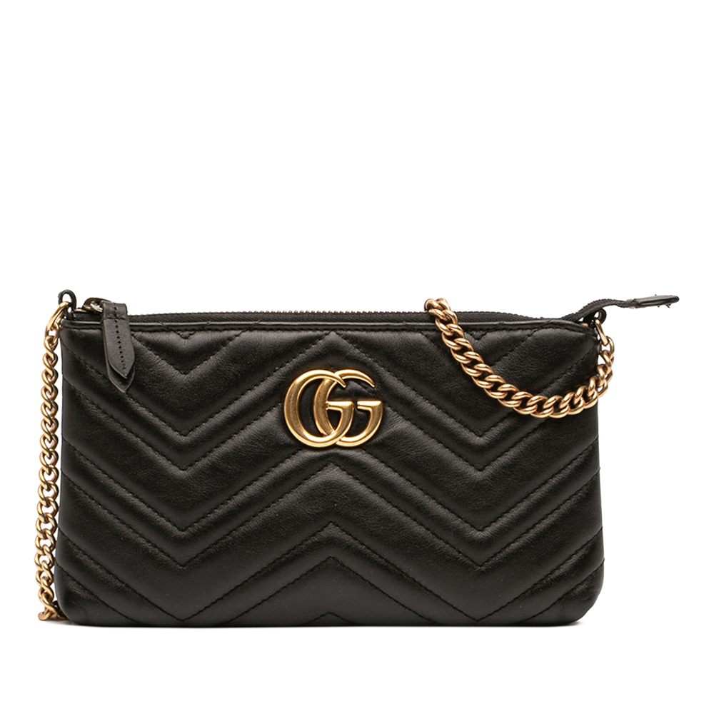 Pre-Loved Gucci Mini GG Marmont Matelasse Leather Wallet On Chain